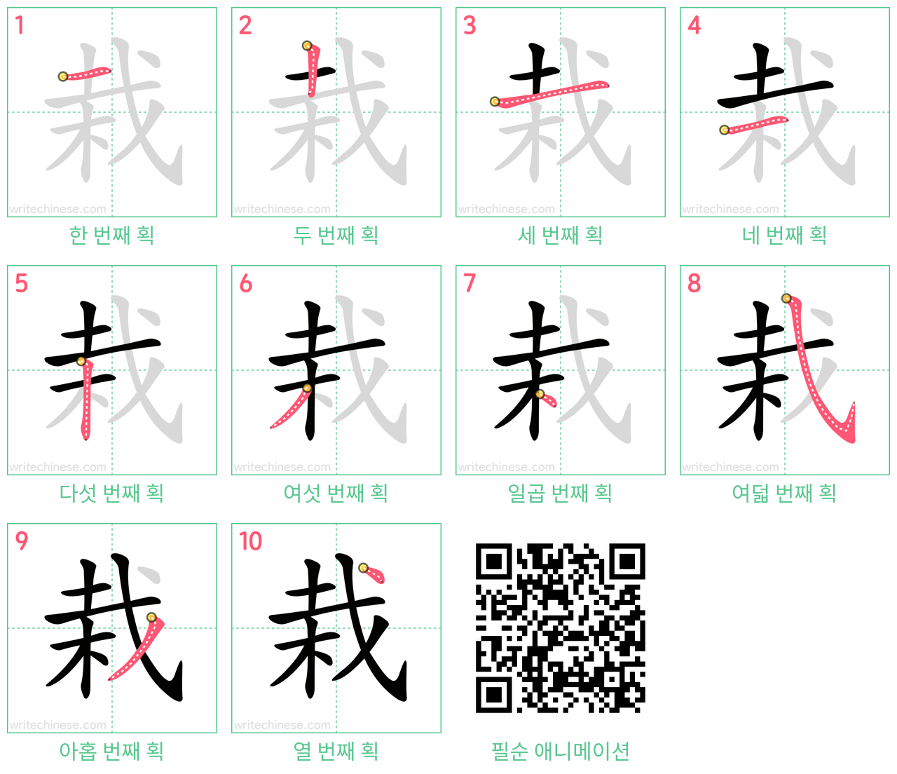 栽 step-by-step stroke order diagrams