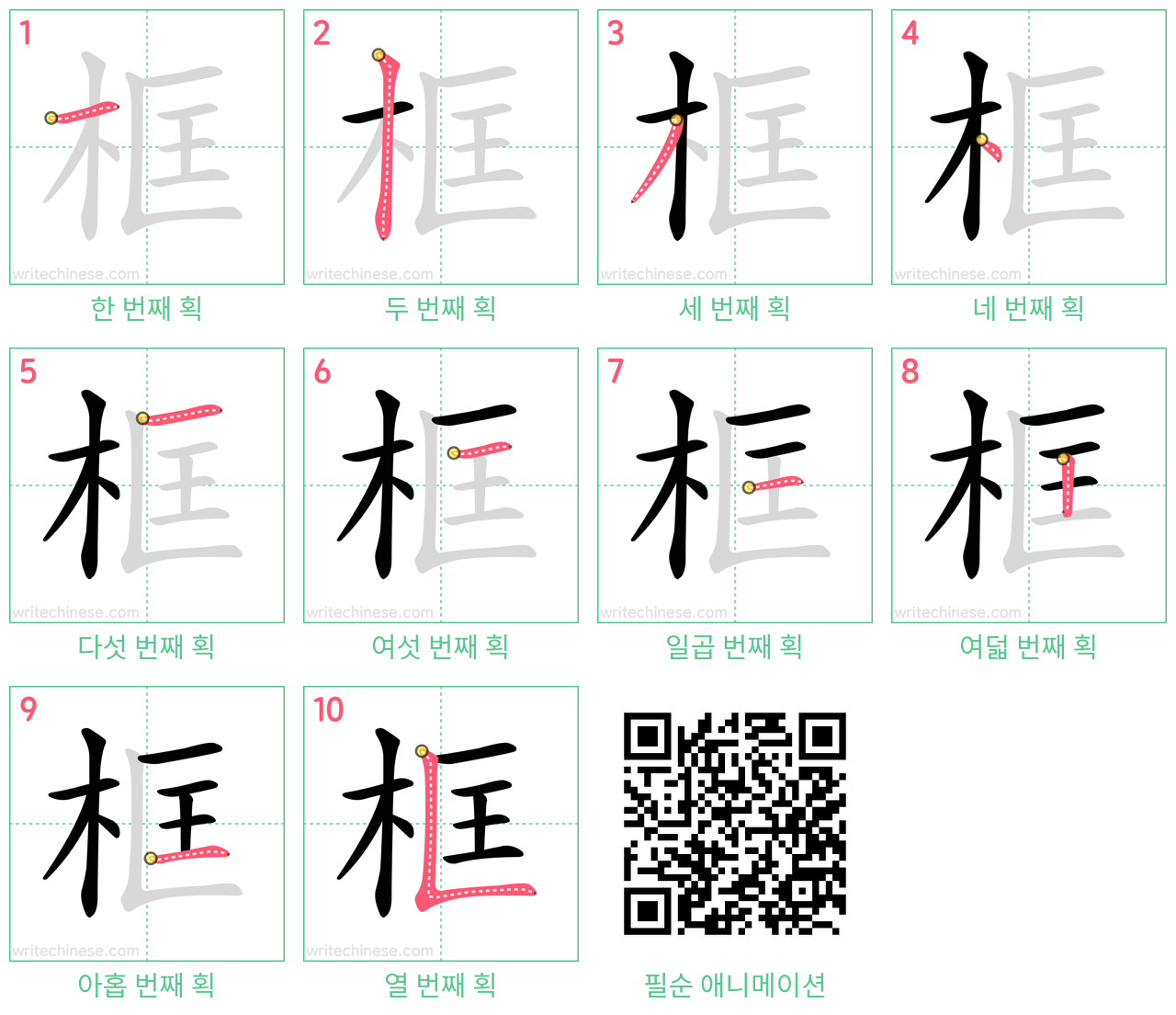 框 step-by-step stroke order diagrams