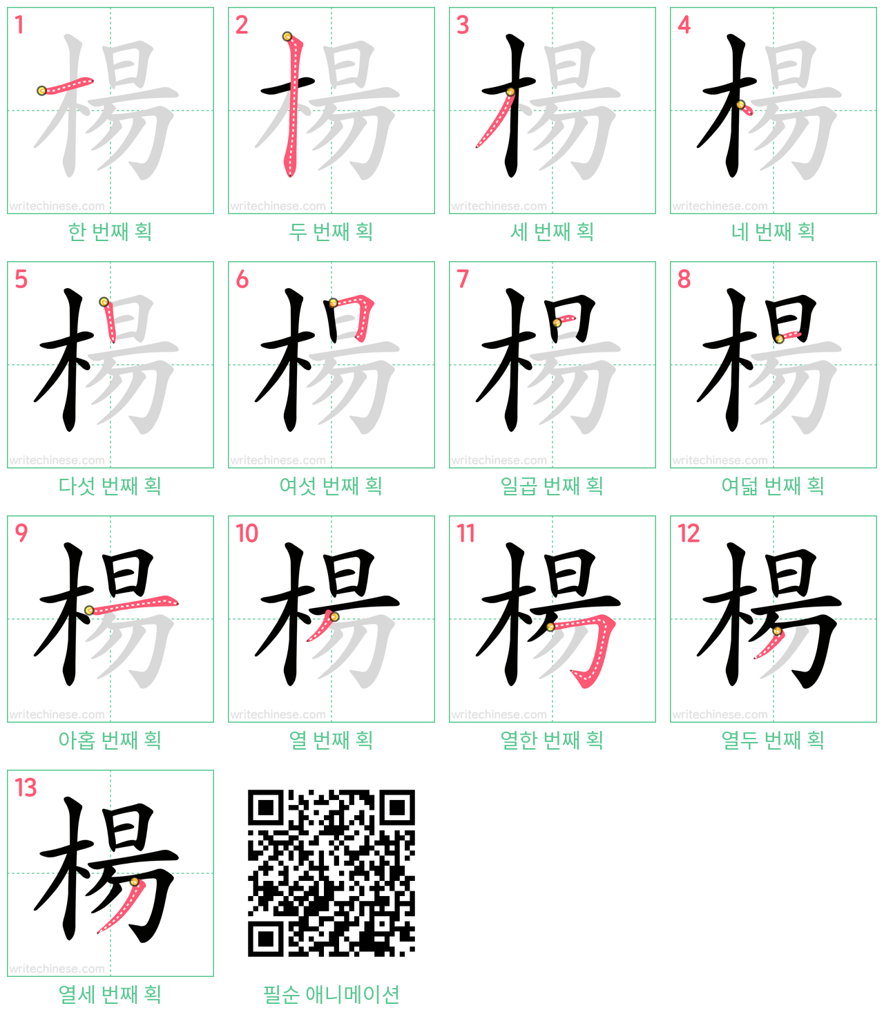 楊 step-by-step stroke order diagrams