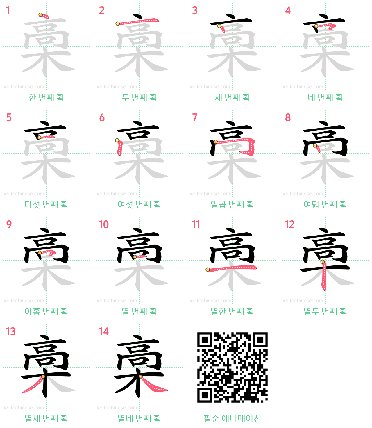 槀 step-by-step stroke order diagrams