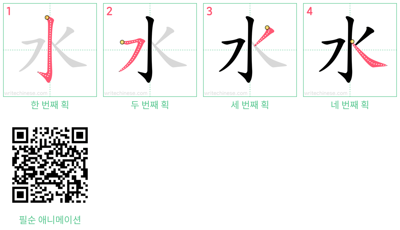 水 step-by-step stroke order diagrams