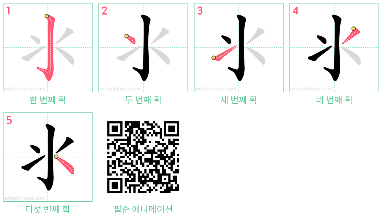 氺 step-by-step stroke order diagrams