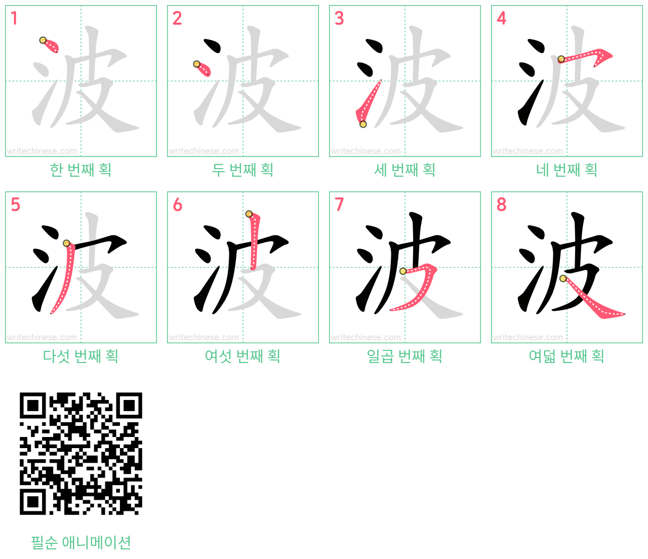 波 step-by-step stroke order diagrams