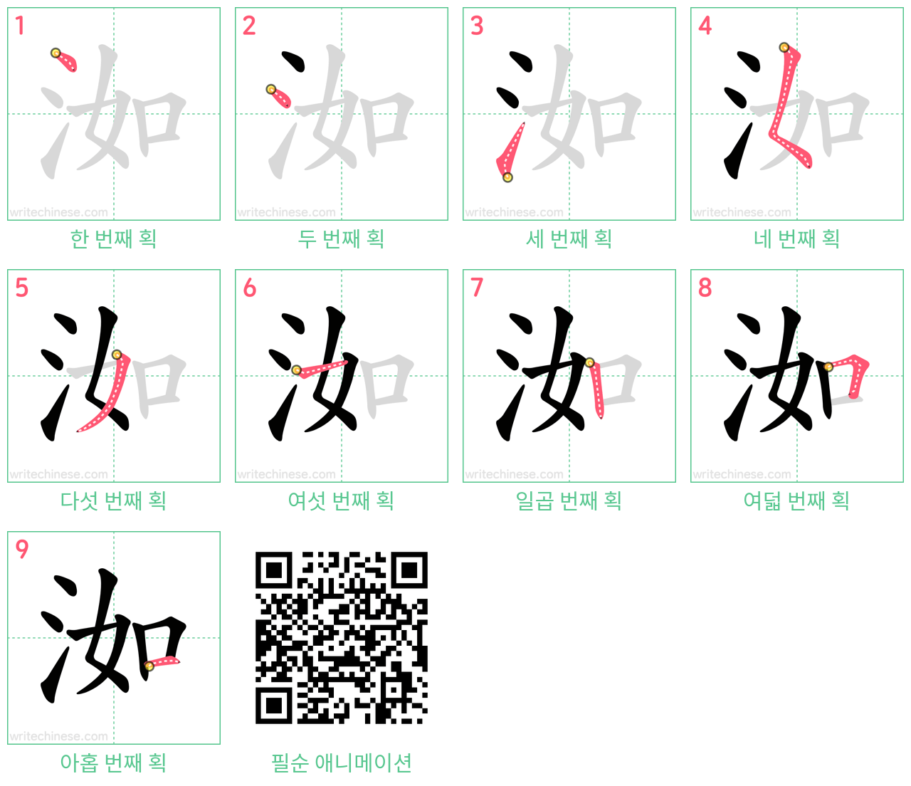 洳 step-by-step stroke order diagrams