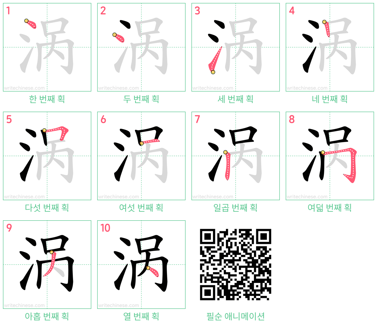 涡 step-by-step stroke order diagrams