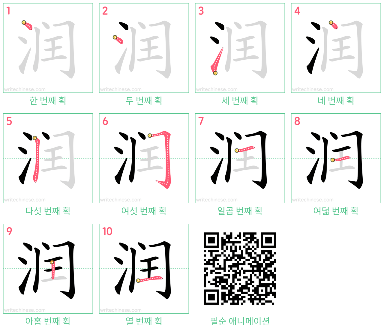 润 step-by-step stroke order diagrams