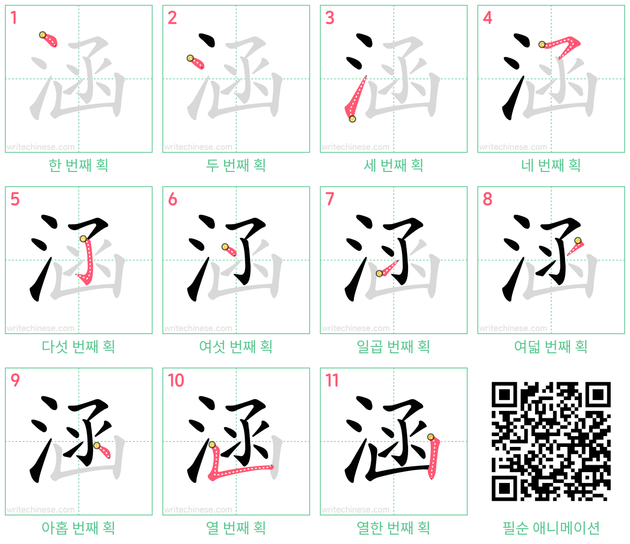 涵 step-by-step stroke order diagrams