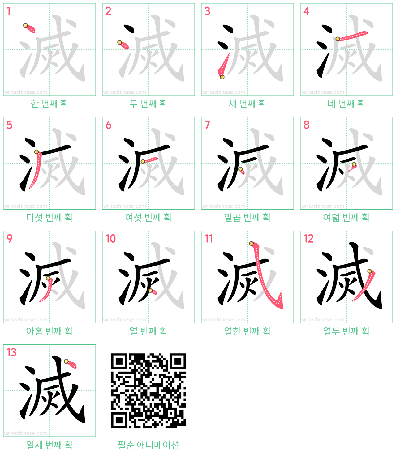 滅 step-by-step stroke order diagrams