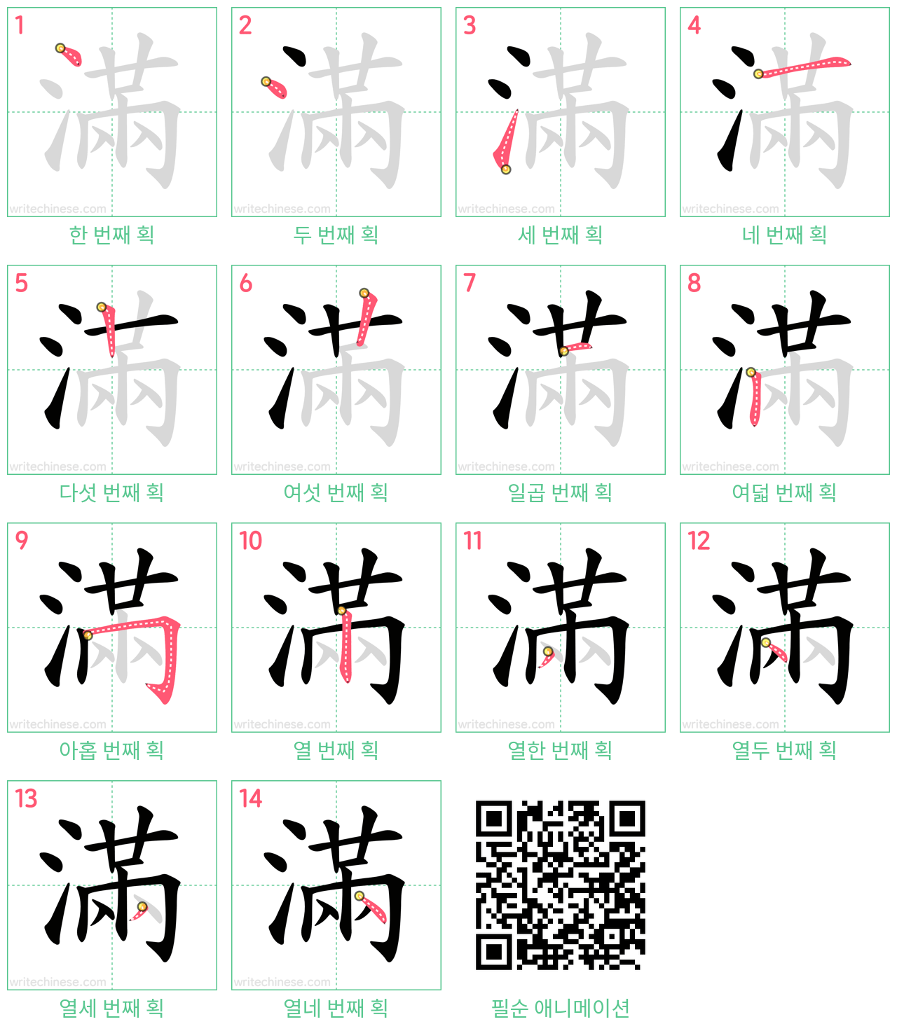 滿 step-by-step stroke order diagrams