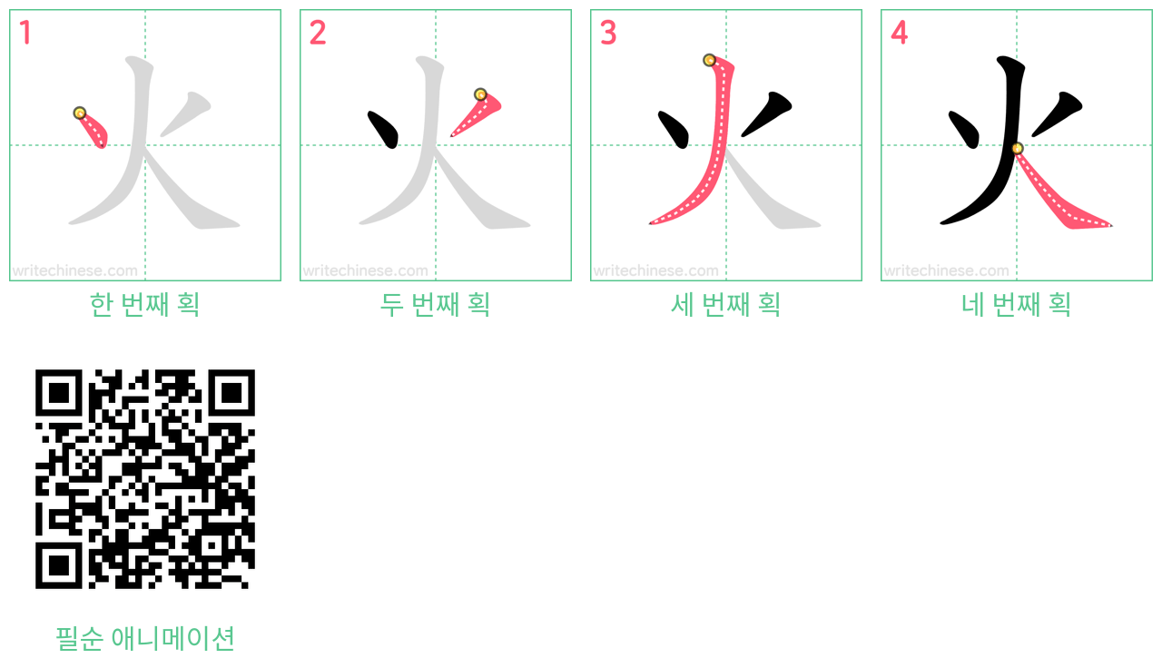 火 step-by-step stroke order diagrams