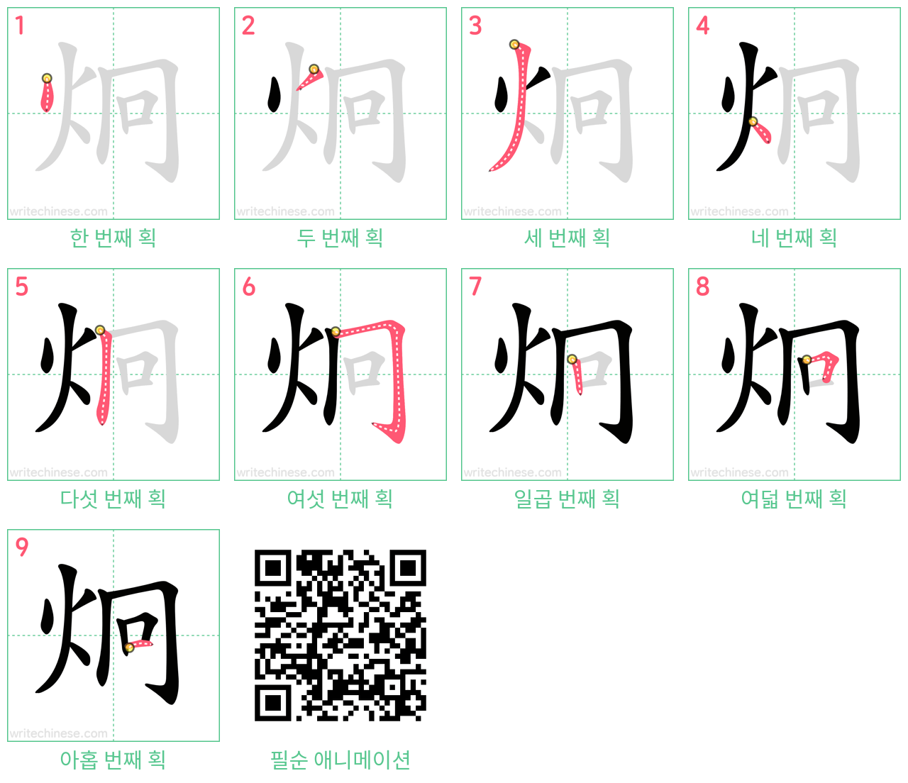炯 step-by-step stroke order diagrams
