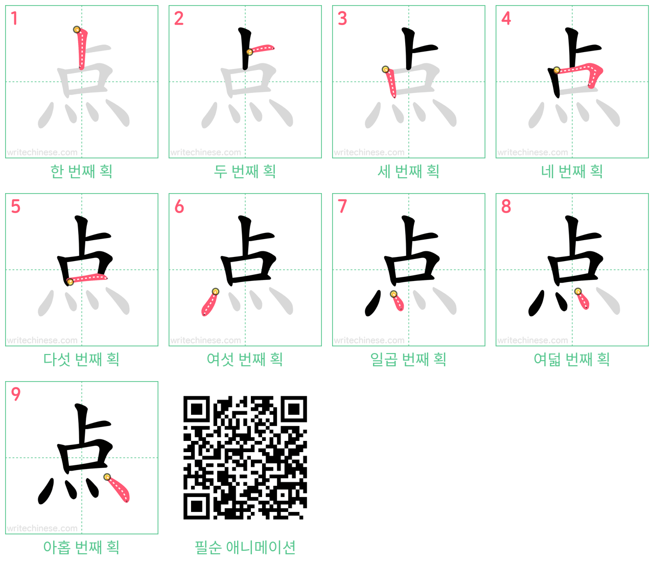 点 step-by-step stroke order diagrams