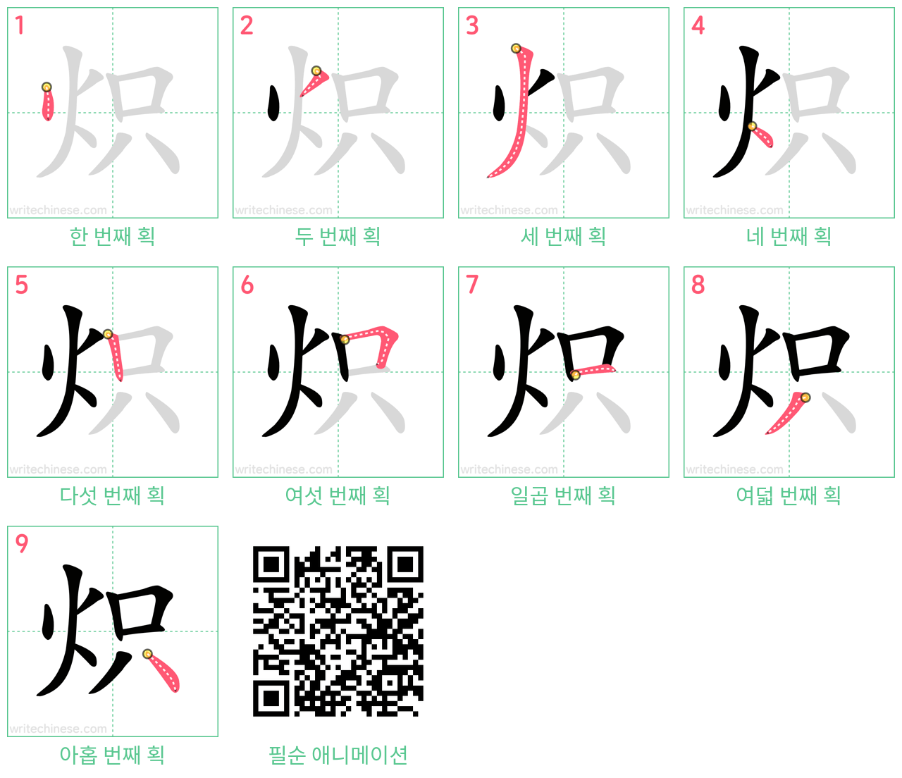 炽 step-by-step stroke order diagrams