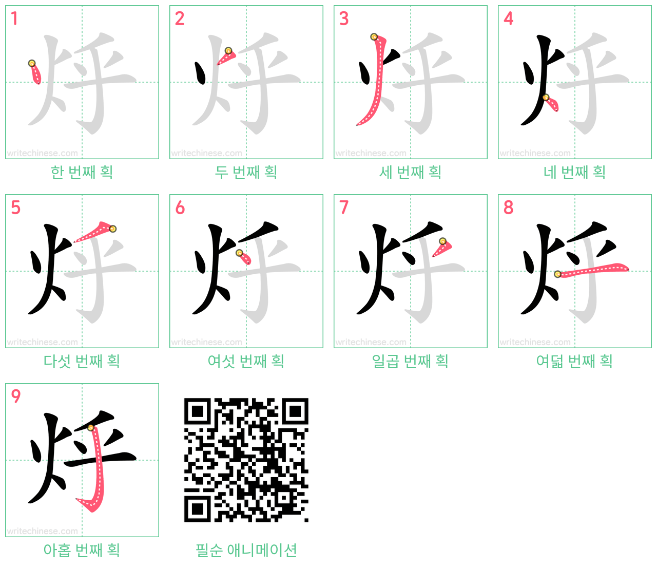 烀 step-by-step stroke order diagrams