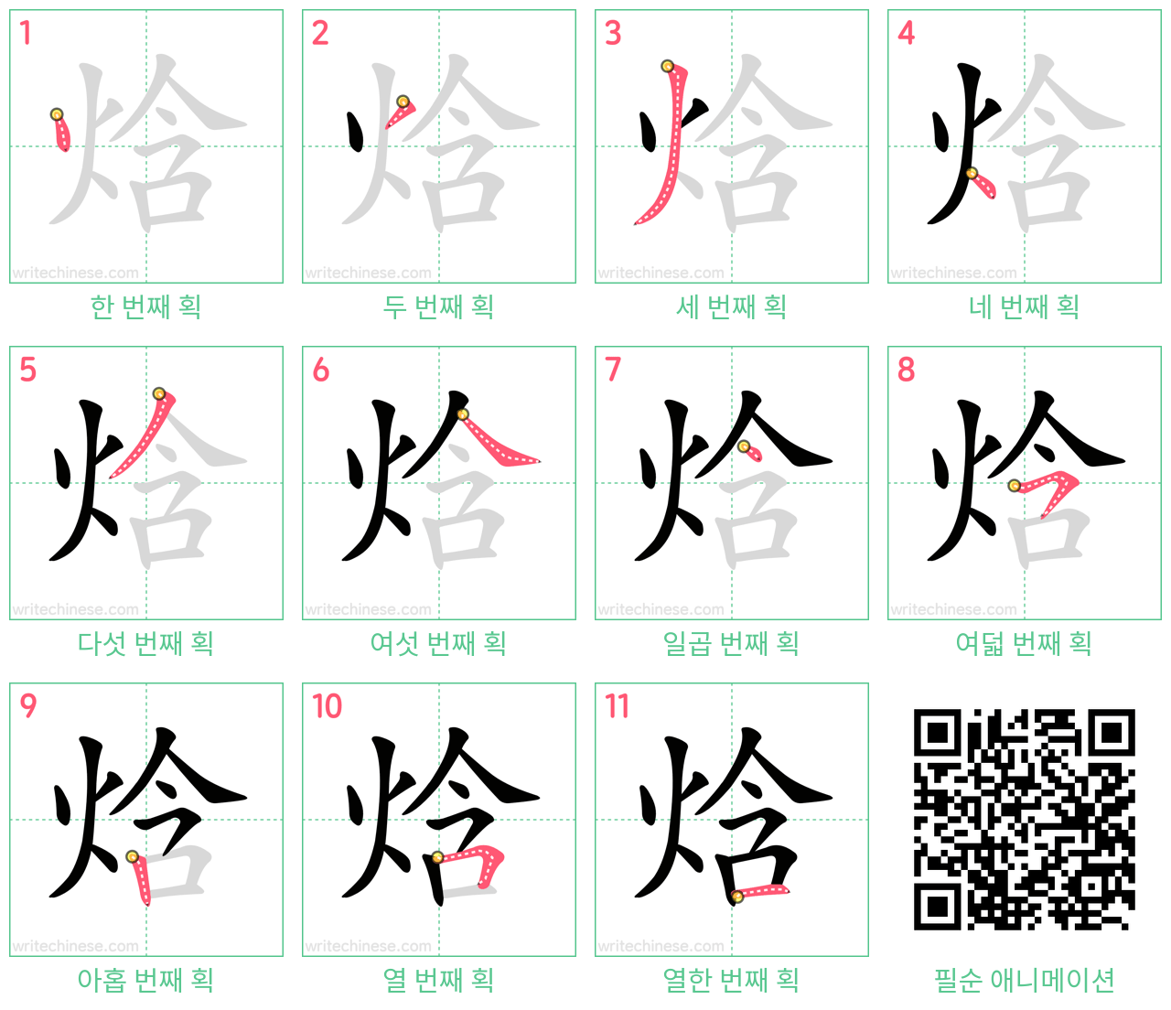 焓 step-by-step stroke order diagrams