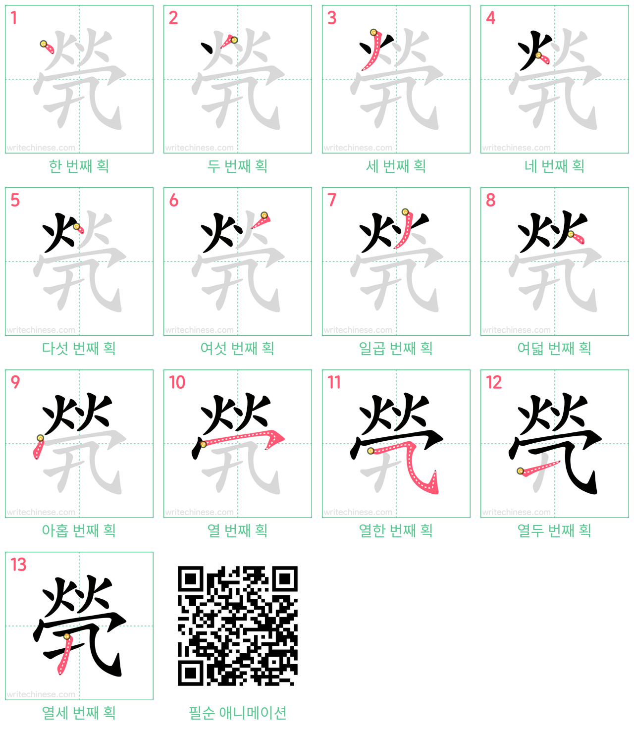 煢 step-by-step stroke order diagrams