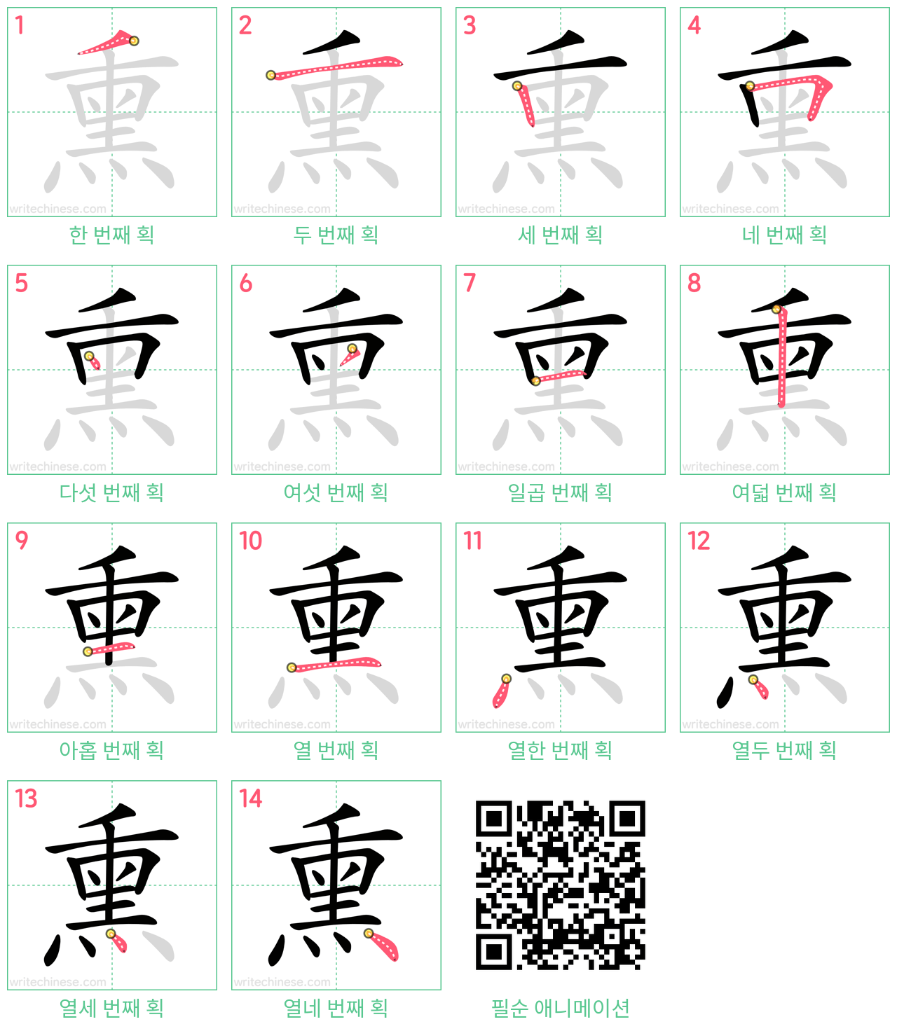 熏 step-by-step stroke order diagrams