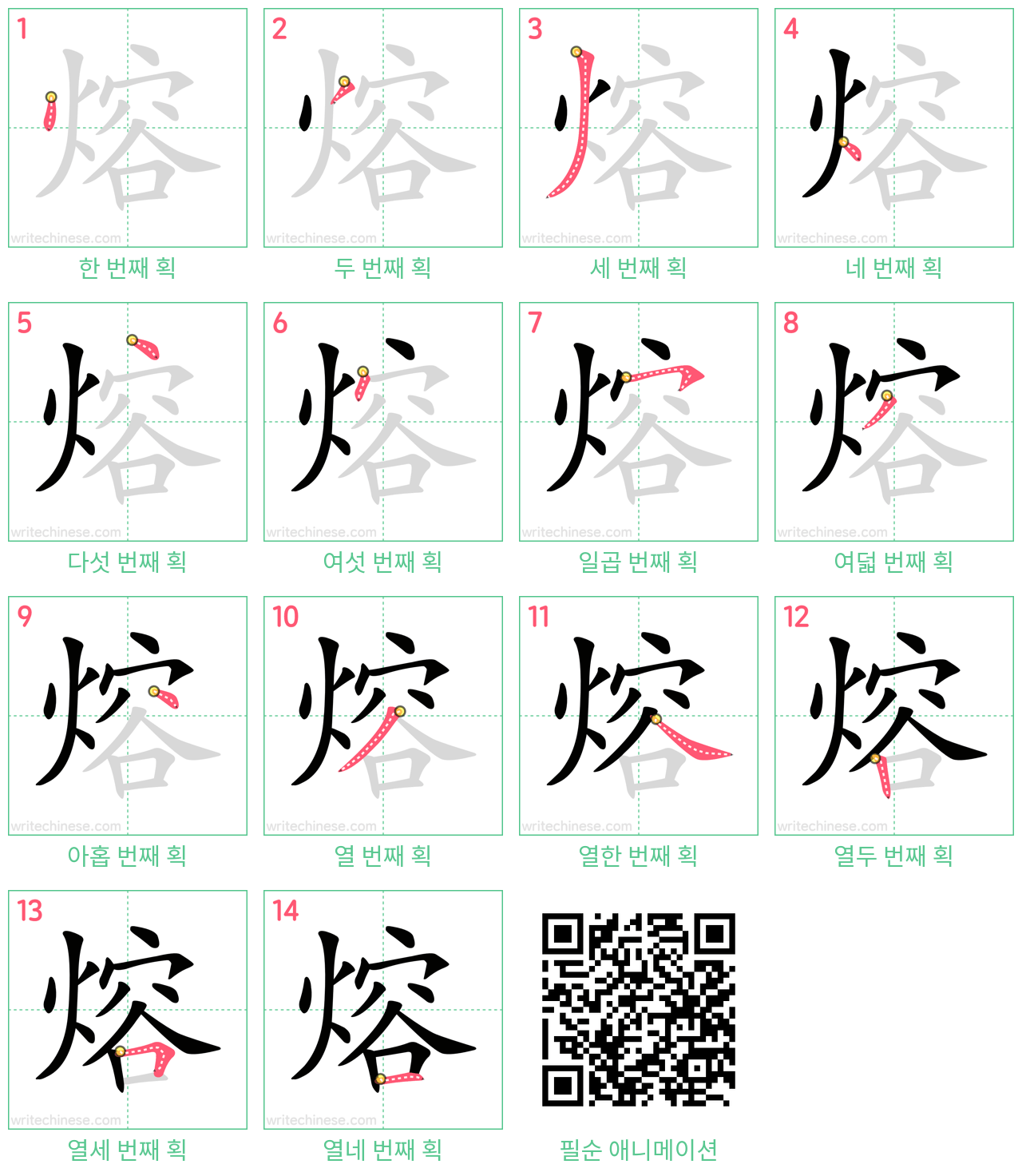 熔 step-by-step stroke order diagrams