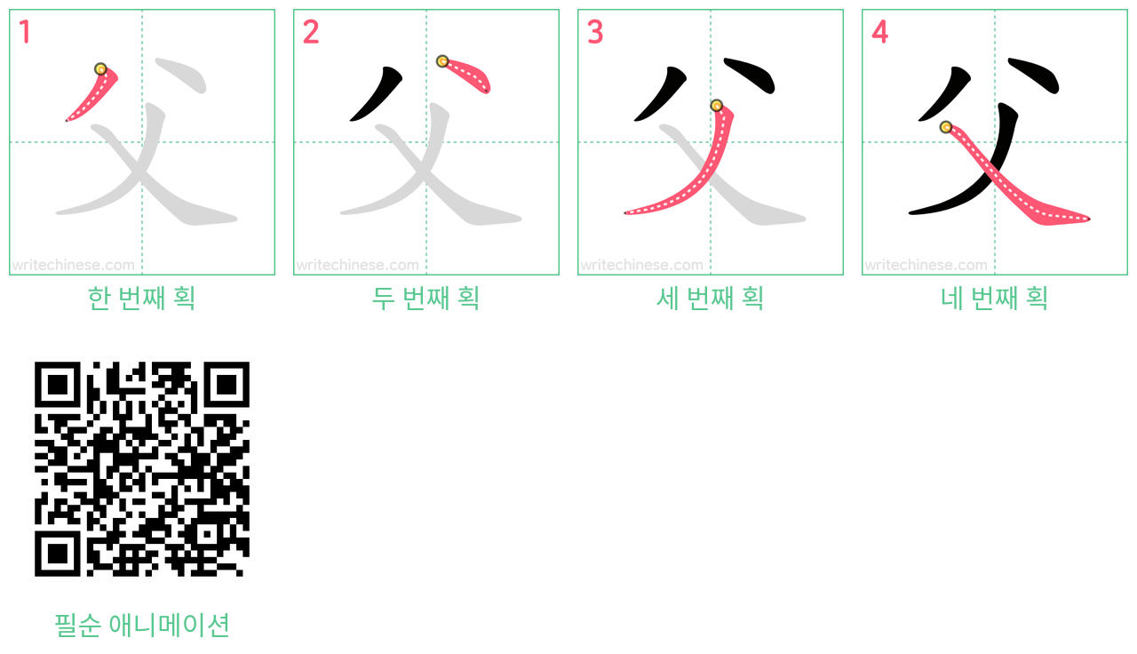 父 step-by-step stroke order diagrams