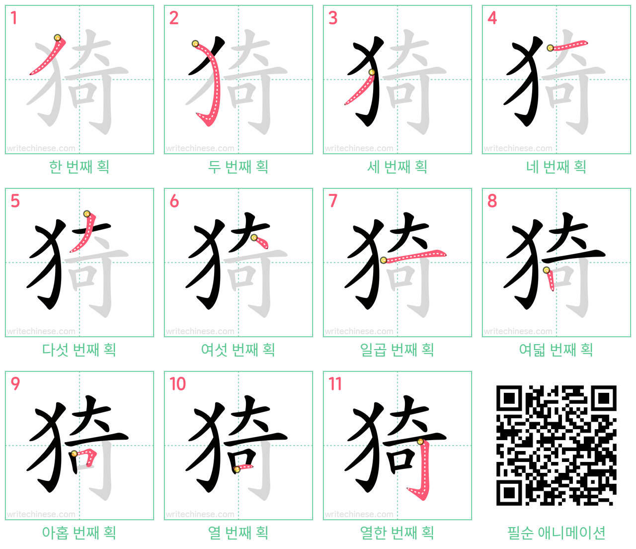 猗 step-by-step stroke order diagrams