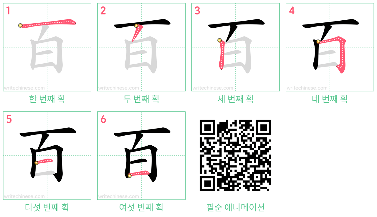 百 step-by-step stroke order diagrams