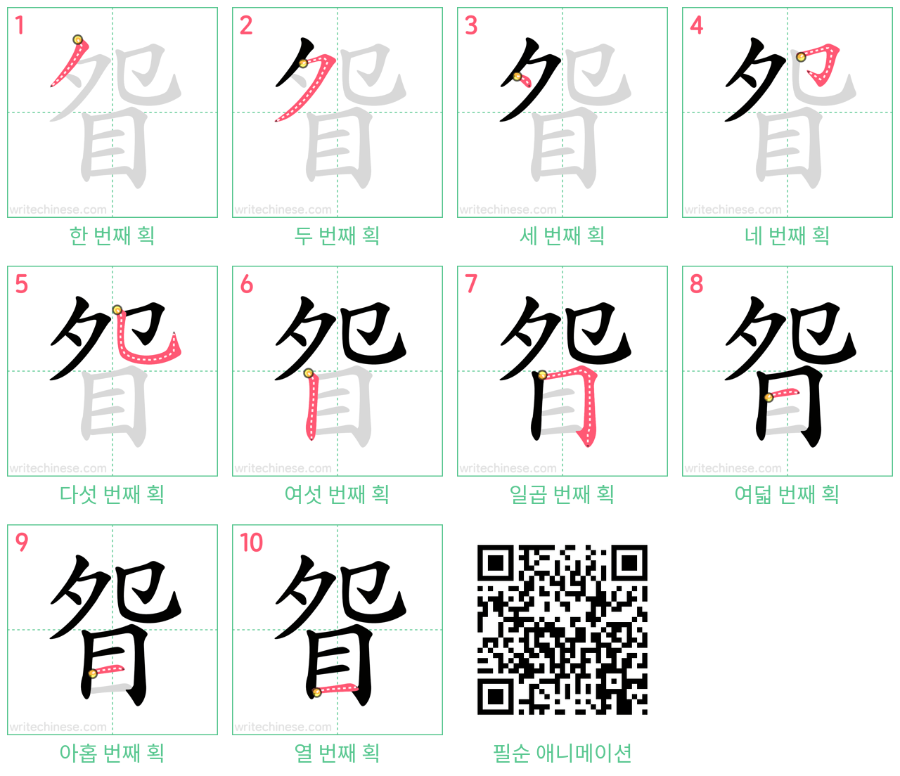 眢 step-by-step stroke order diagrams
