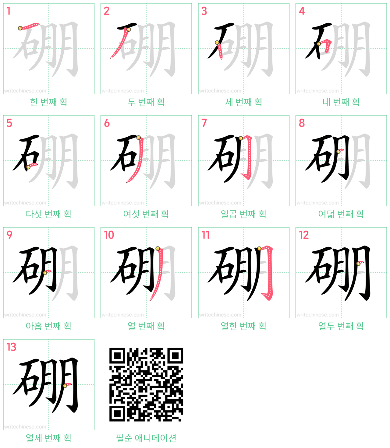 硼 step-by-step stroke order diagrams