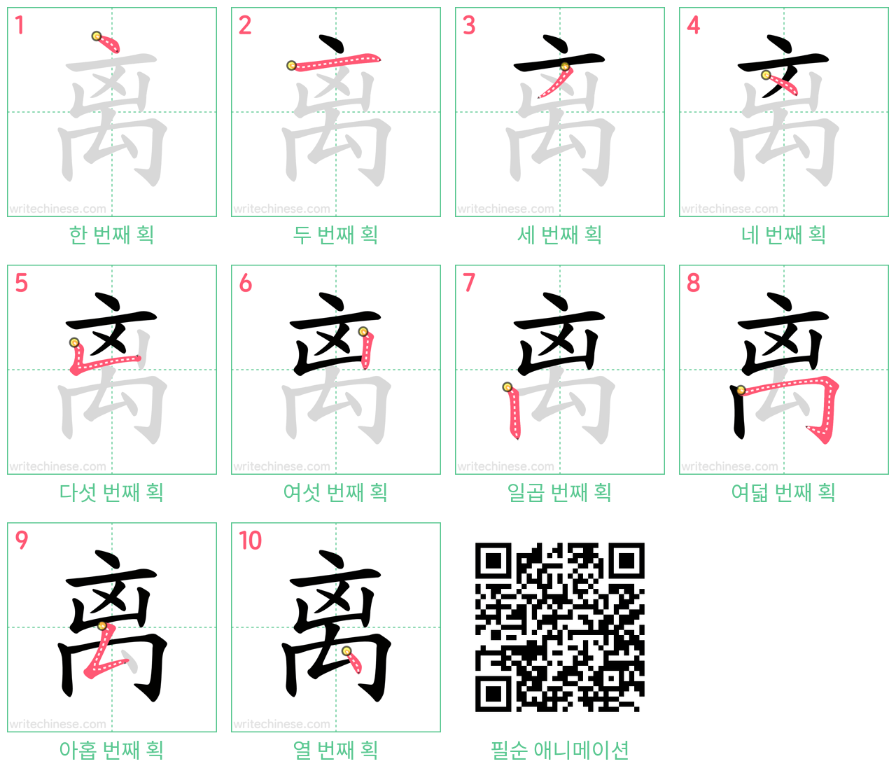 离 step-by-step stroke order diagrams