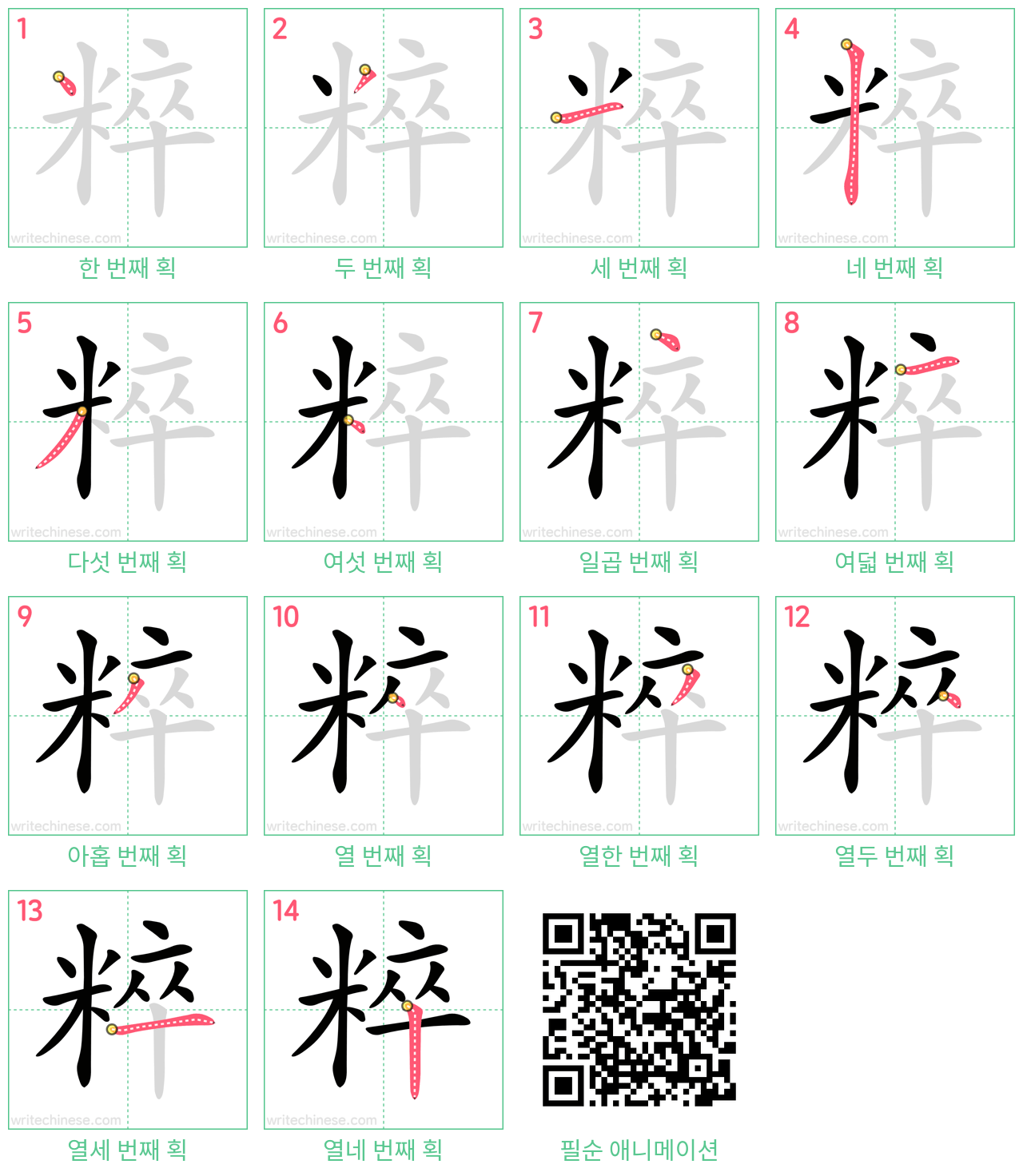 粹 step-by-step stroke order diagrams