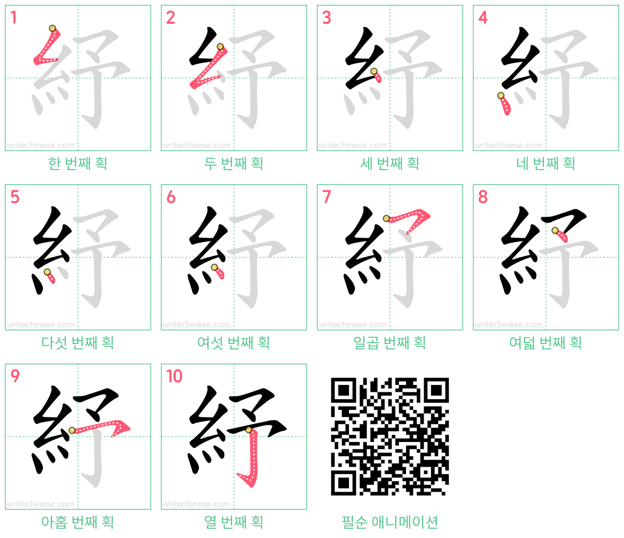 紓 step-by-step stroke order diagrams