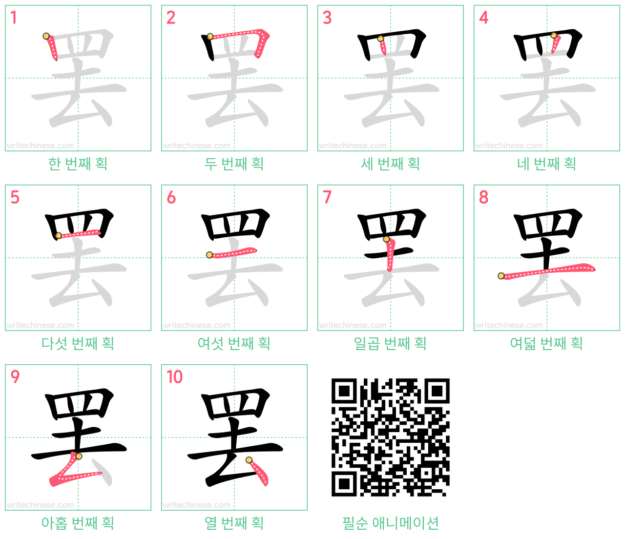 罢 step-by-step stroke order diagrams