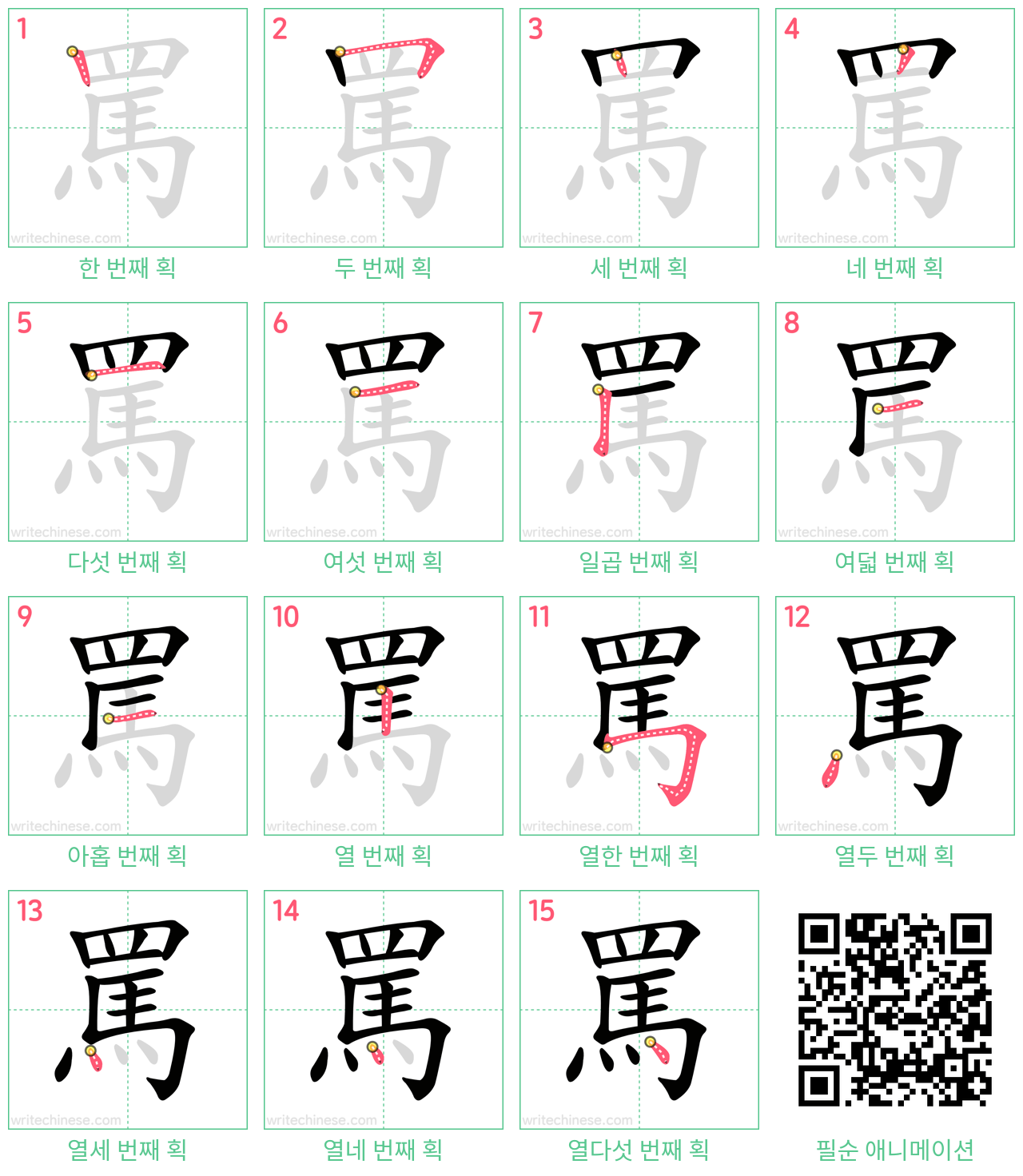 罵 step-by-step stroke order diagrams