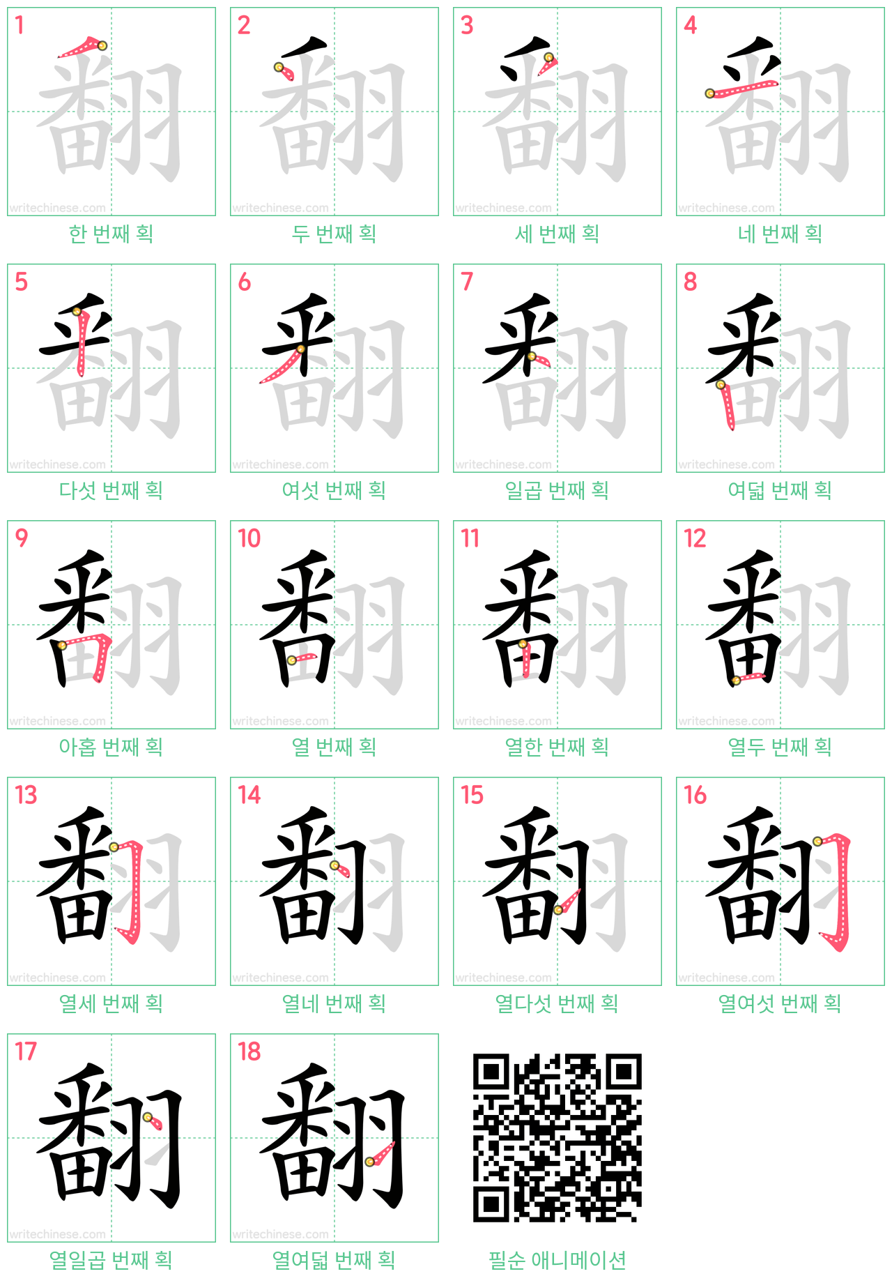 翻 step-by-step stroke order diagrams