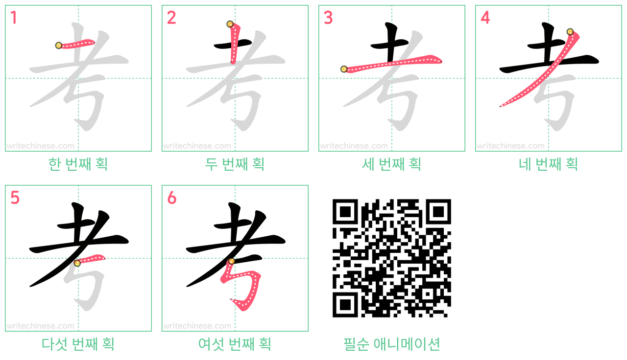 考 step-by-step stroke order diagrams