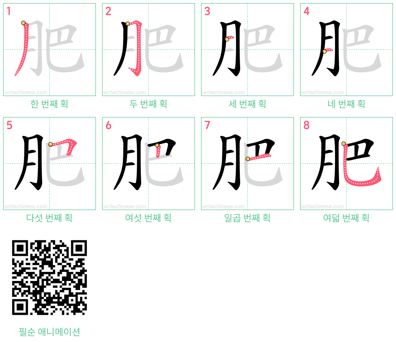 肥 step-by-step stroke order diagrams