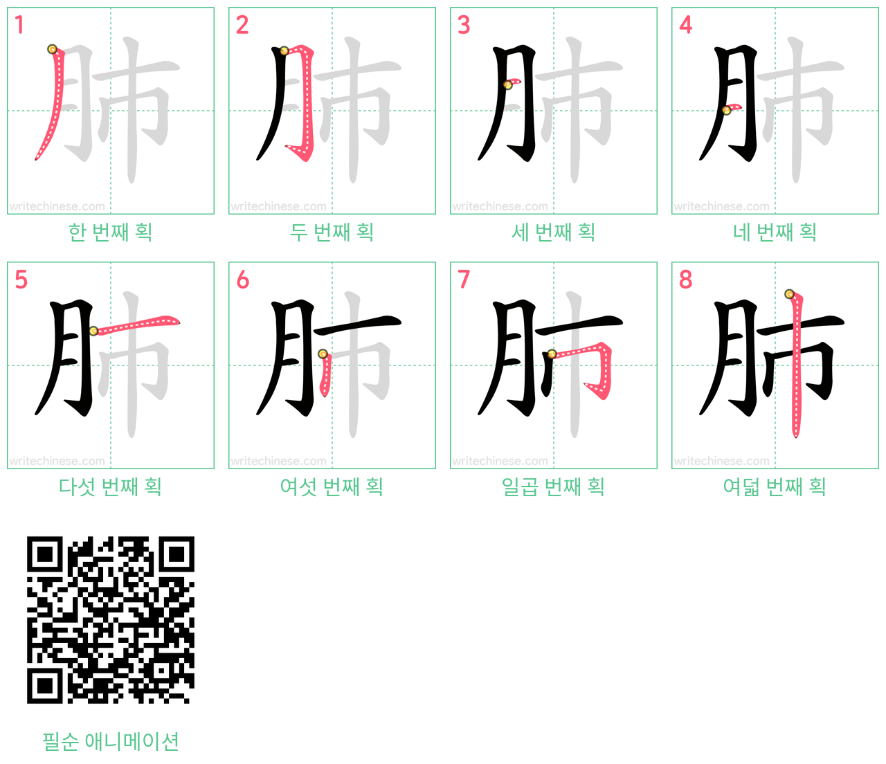 肺 step-by-step stroke order diagrams