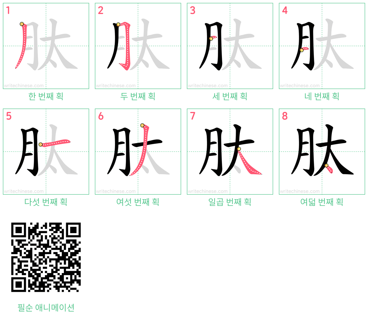 肽 step-by-step stroke order diagrams