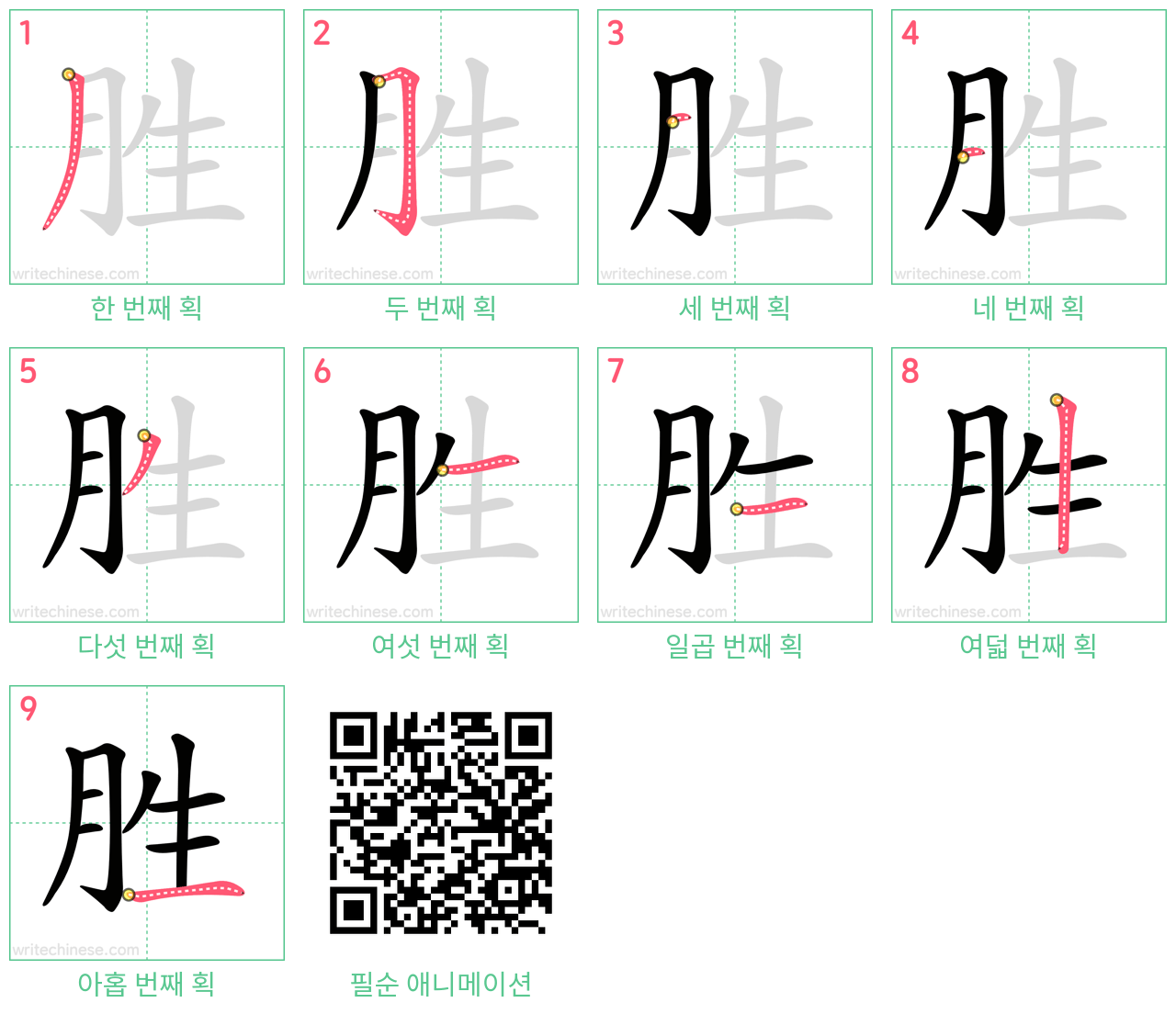 胜 step-by-step stroke order diagrams