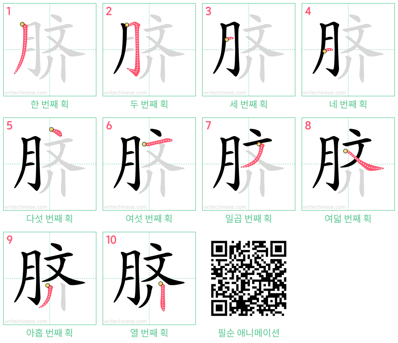 脐 step-by-step stroke order diagrams