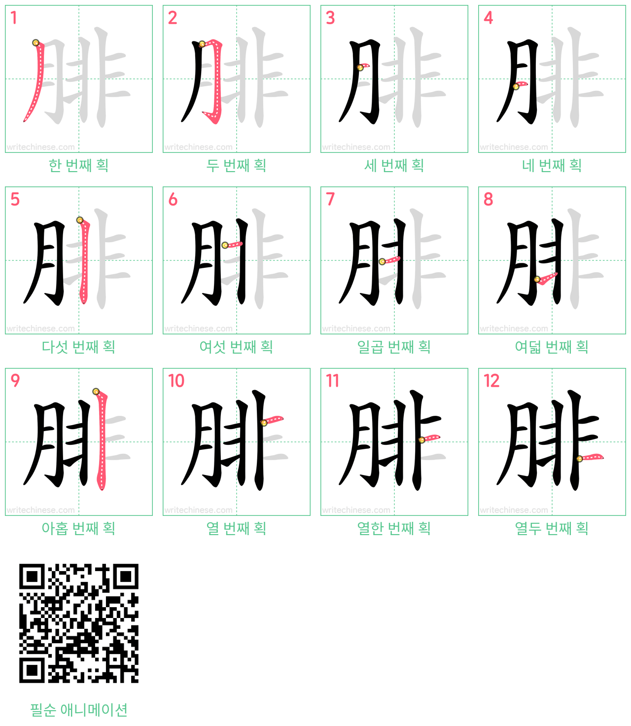 腓 step-by-step stroke order diagrams