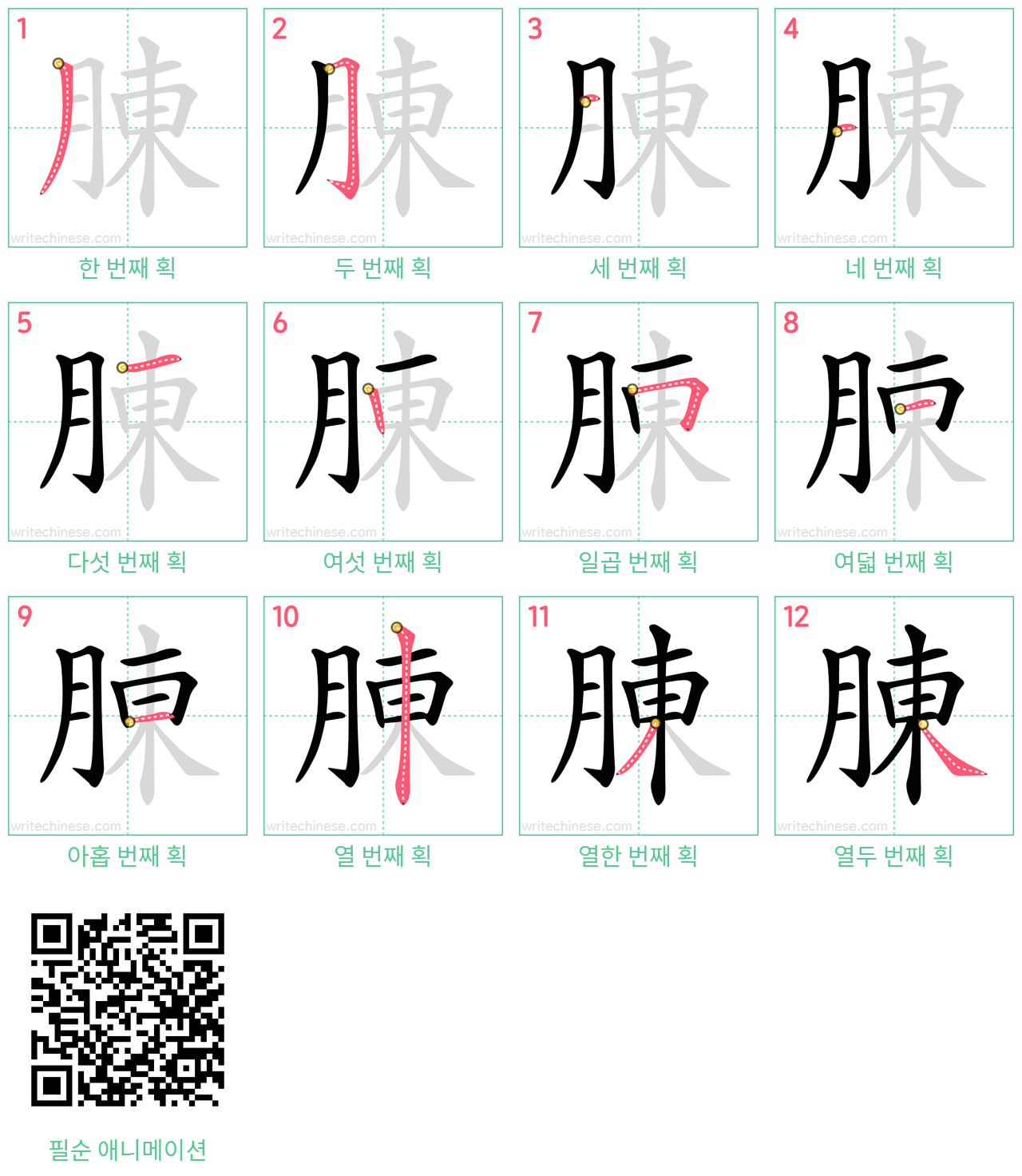 腖 step-by-step stroke order diagrams