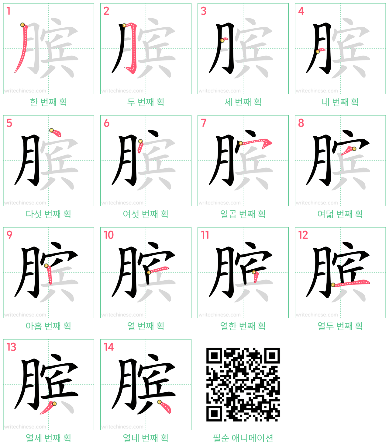 膑 step-by-step stroke order diagrams