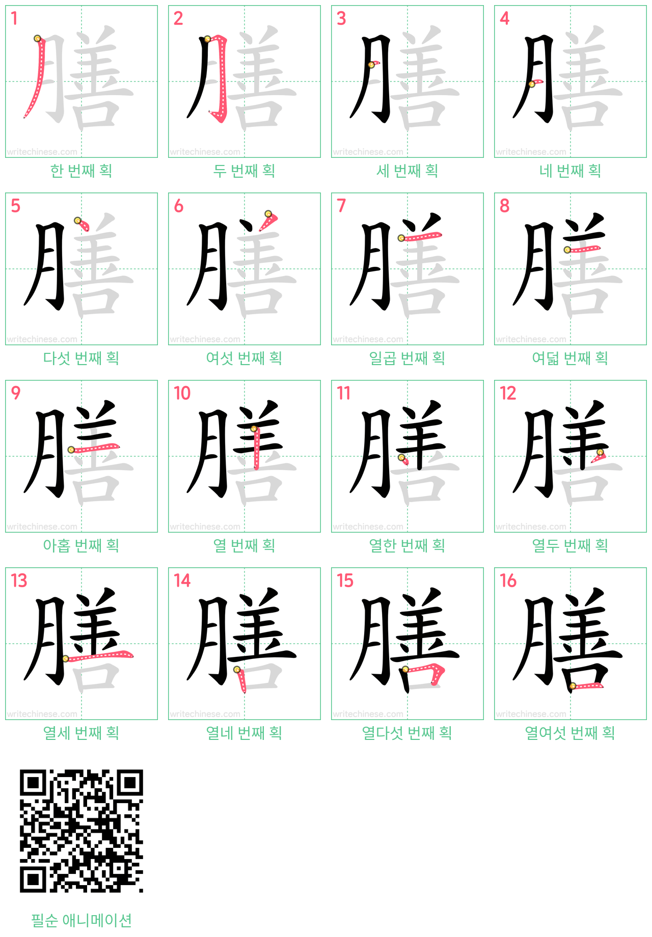 膳 step-by-step stroke order diagrams