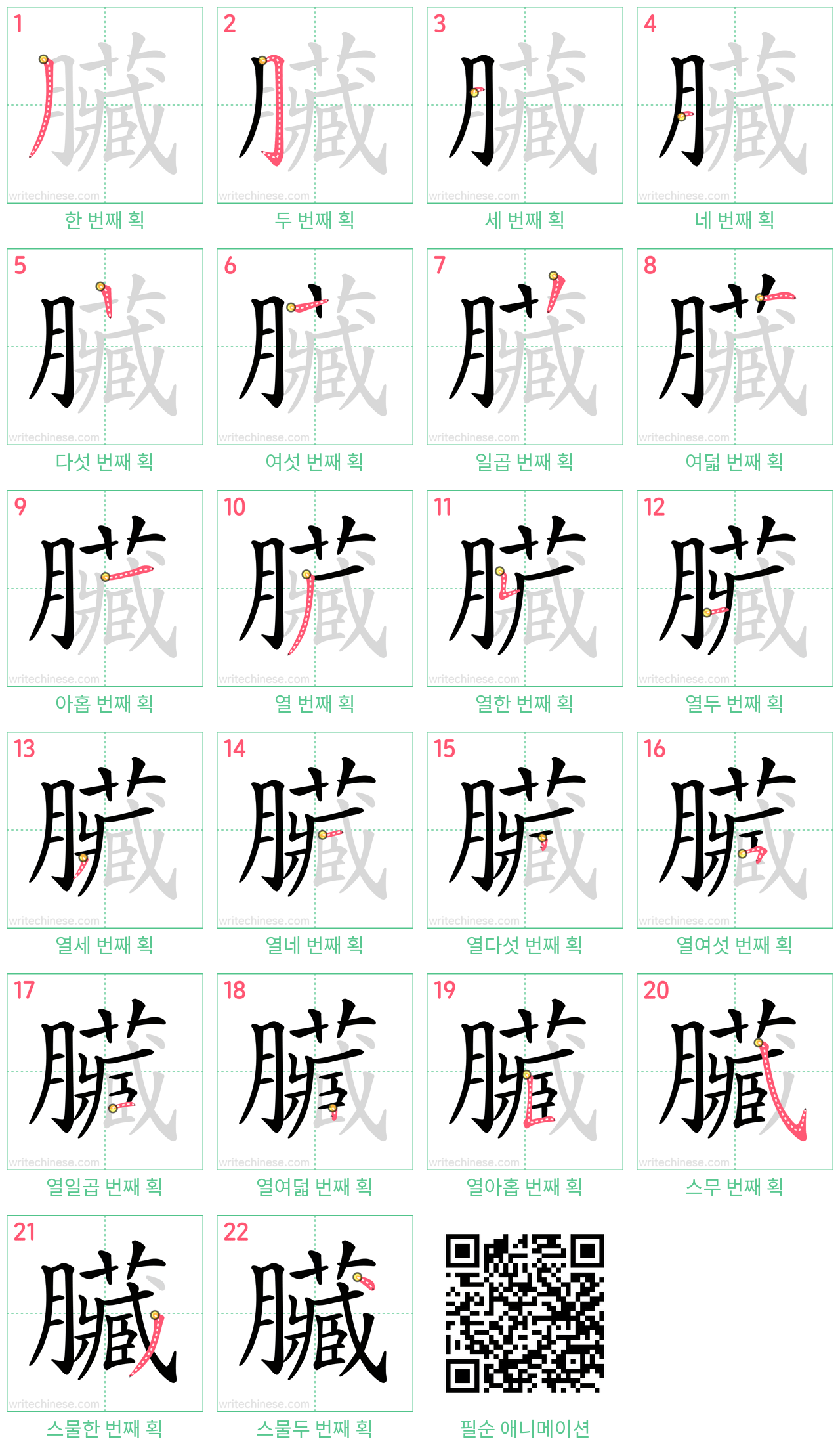 臟 step-by-step stroke order diagrams