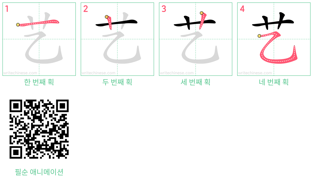 艺 step-by-step stroke order diagrams