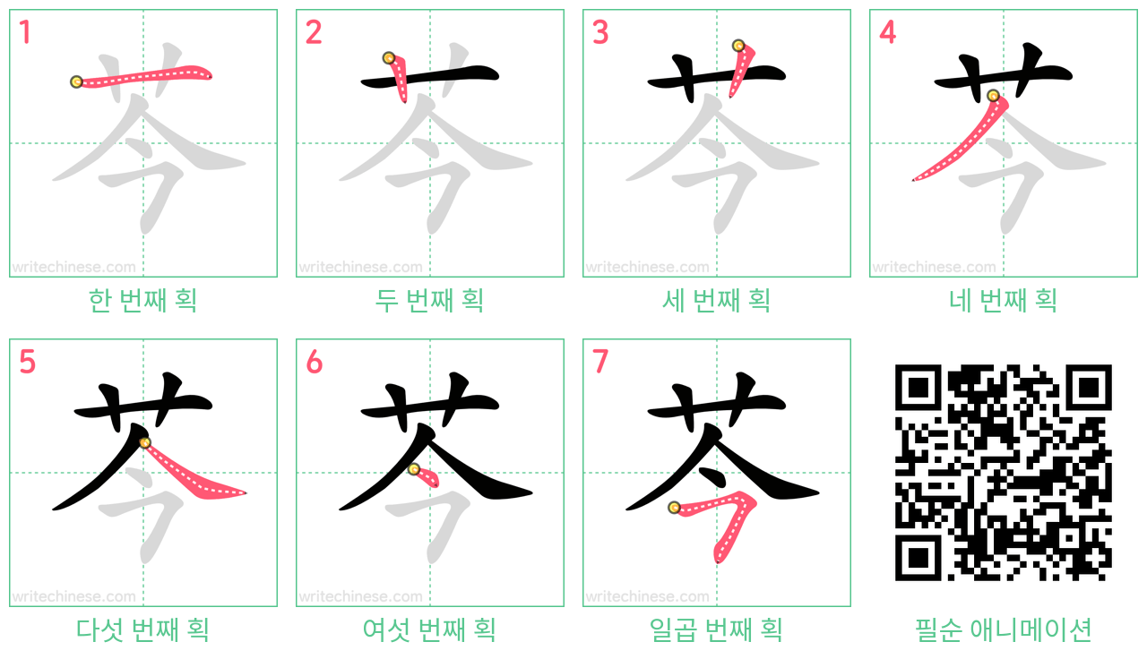 芩 step-by-step stroke order diagrams