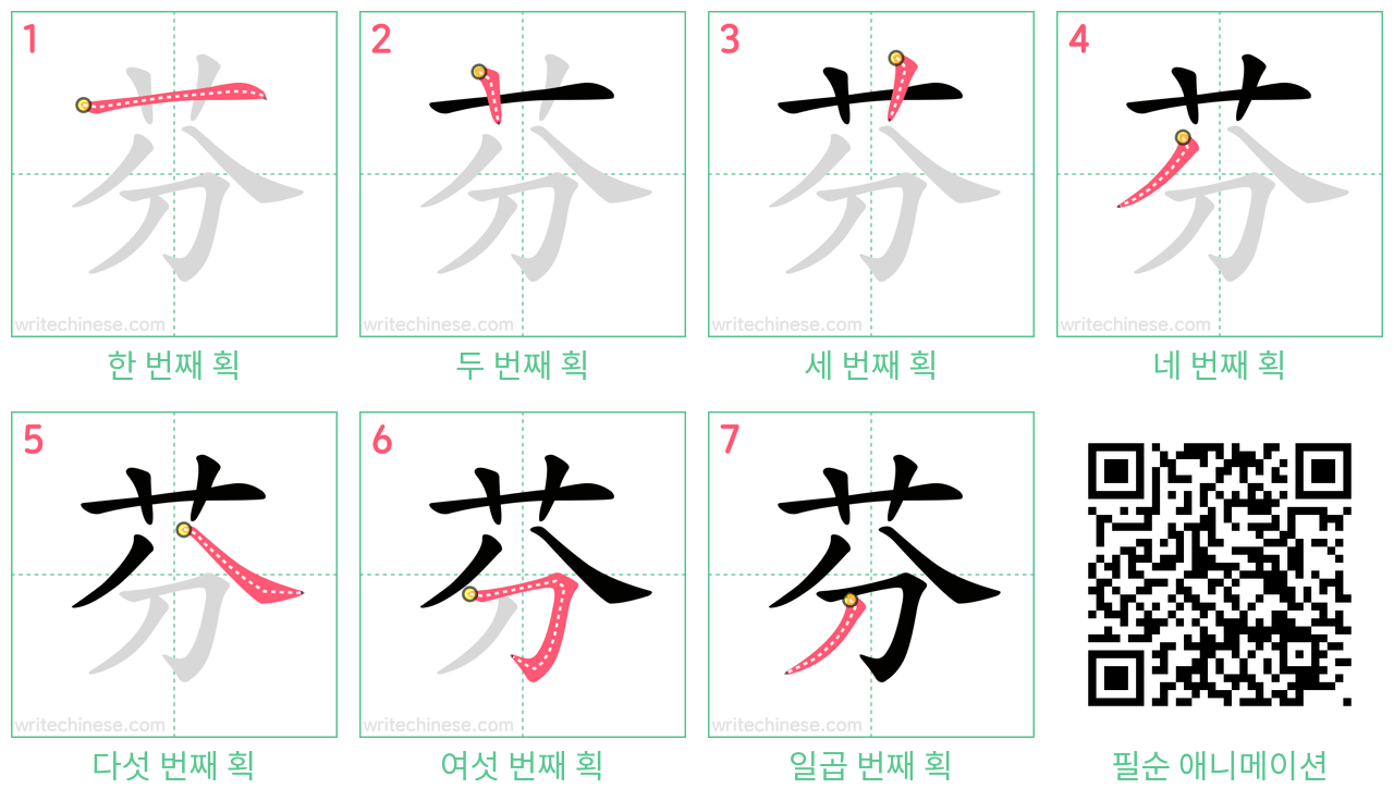 芬 step-by-step stroke order diagrams