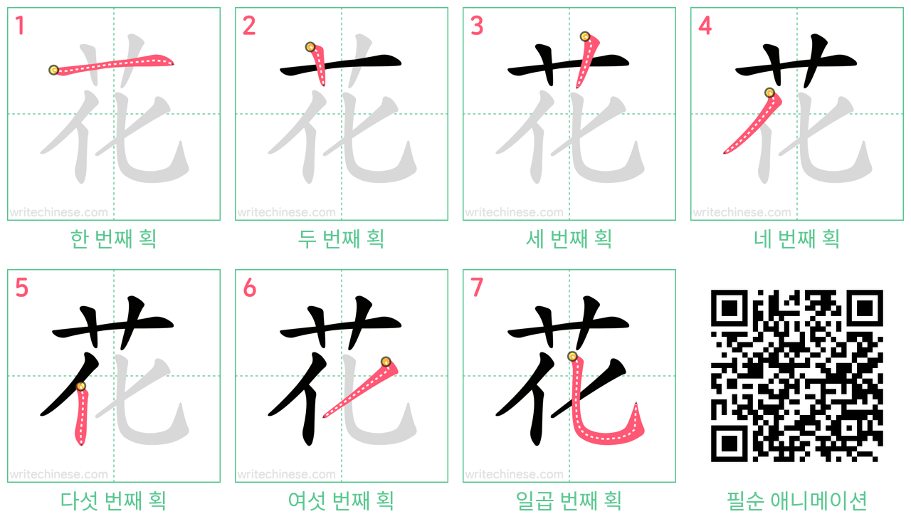 花 step-by-step stroke order diagrams