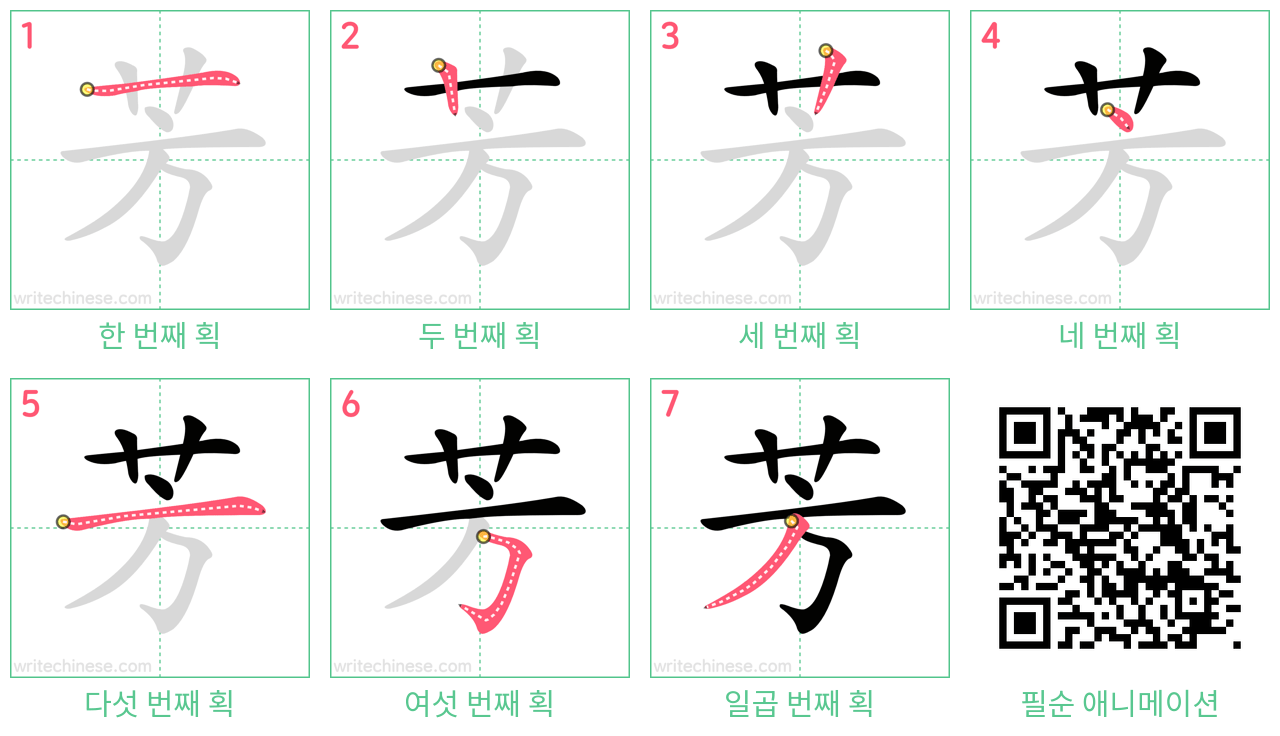 芳 step-by-step stroke order diagrams