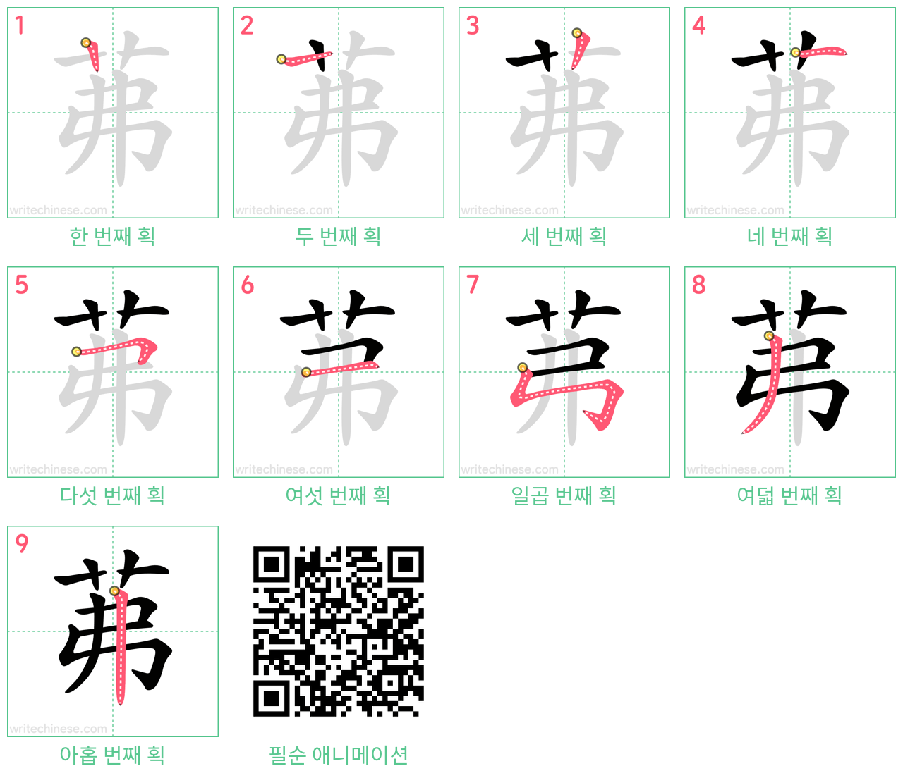 茀 step-by-step stroke order diagrams